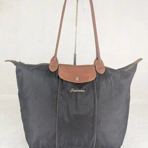 L.E Laureen Longchamp Tote Bag Large Black Le Pliage Nylon Foldable Shoulder Bag